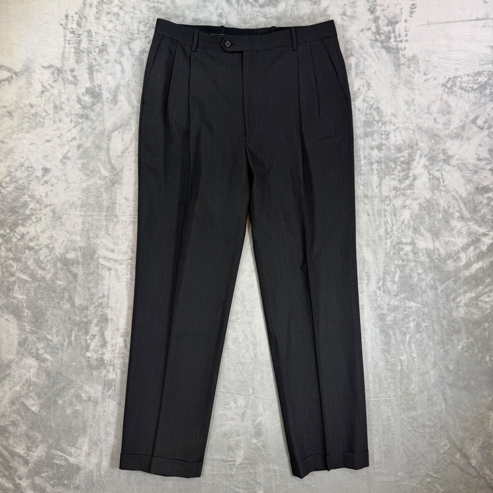 Pronto Uomo Pleated Dress Pants Men's Size 36x34 Charcoal Gray Wool
